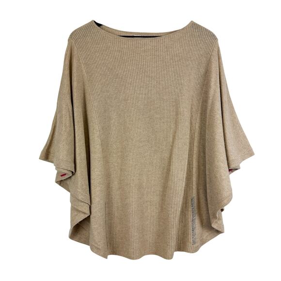 Label + Thread Wool Cashmere Knit Circle Poncho Sweater Beige - S - Picture 1 of 7